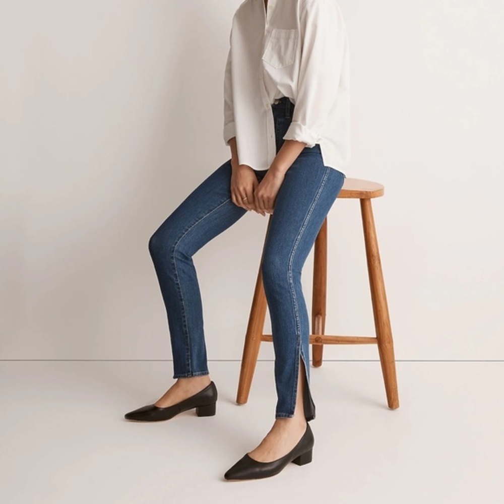 Madewell 11" High-Rise Roadtripper Supersoft Skinny Jeans Medium Indigo Slit-Hem